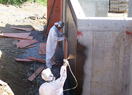 Technicians waterproofing